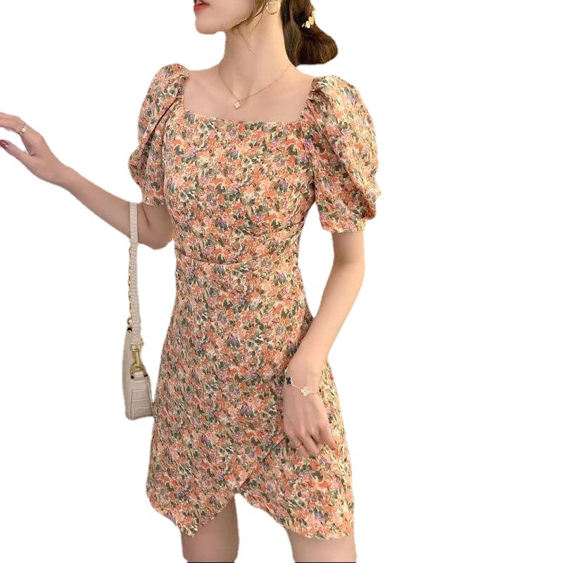 Đầm Hoa Tay Phồng Cổ Vuông Xinh Xắn Dành Cho Nữ | BigBuy360 - bigbuy360.vn