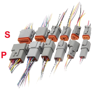 1pc Deutsch Dt04-2P Dt06-2S Đầu nối chống nước ô tô Phích cắm nam và nữ với 2 3 4 6 8 12 chân Dây 15Cm 22-16Awg