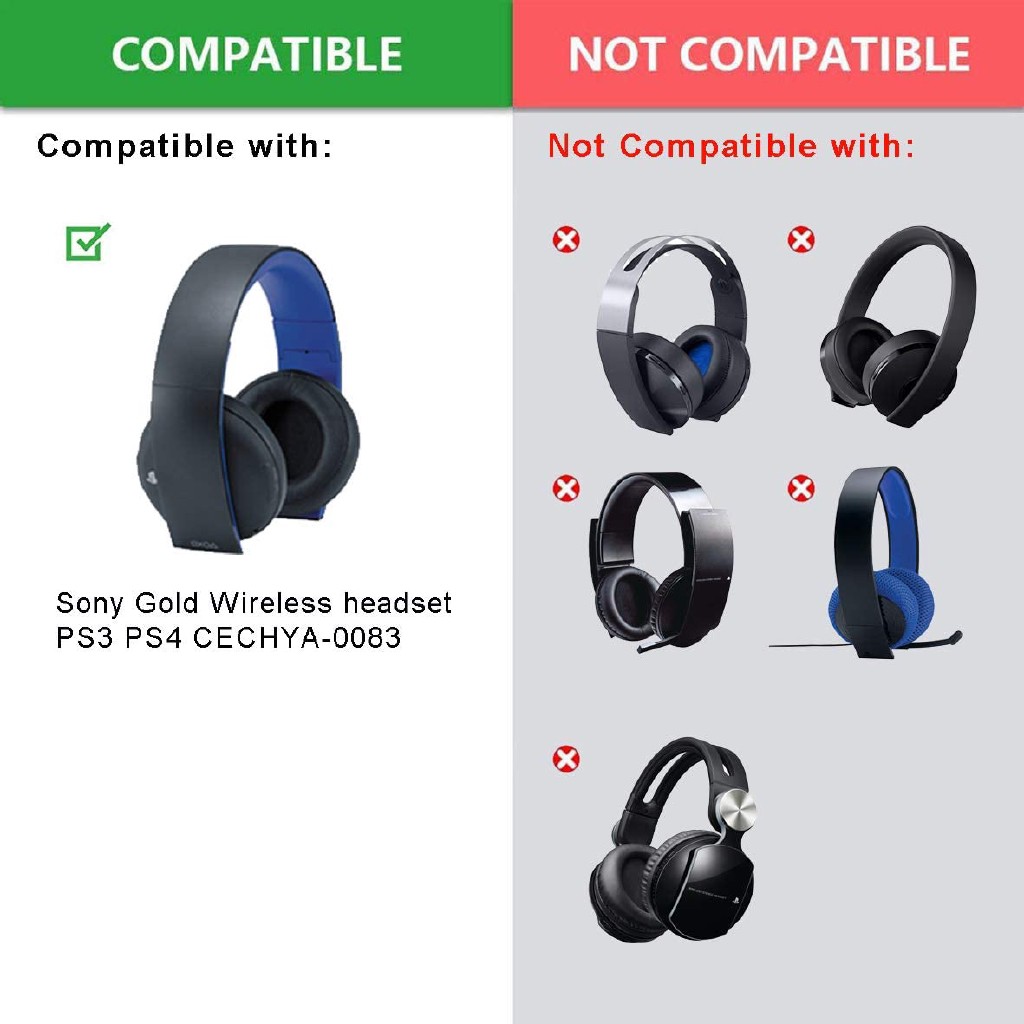 Replacement Earmuff earpads for Sony ps3 ps4 Gold Wireless Playstation 3 Playstation 4 CECHYA-0083 Stereo 7.1 Virtual Surround Headphone Headset