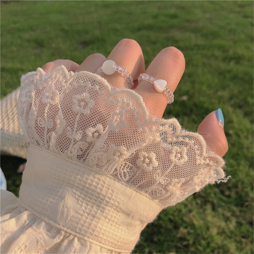 Nhẫn đính đá Opal nhân tạo hình trái tim sang trọng có thể điều chỉnh