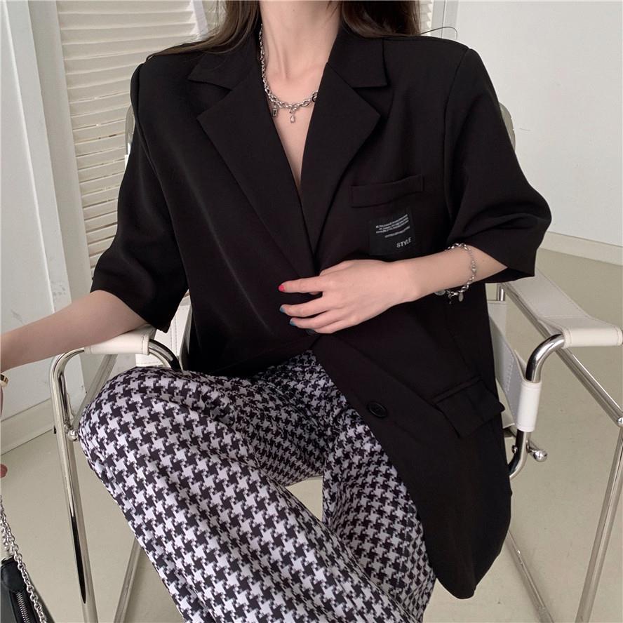 Áo sơ mi COZOK tay ngắn dáng rộng phong cách cổ điển dễ phối đồ