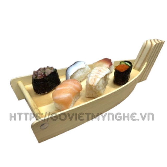[Hàng chuẩn Nhật] Khay thuyền gỗ trang trí món ăn Sushi cho nhà hàng Nhật - Dài 20cm/30cm - Gỗ thông tự nhiên