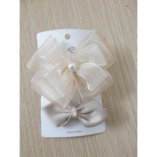 set cặp nơ voan nhũ kèm kẹp nơ lụa hàn