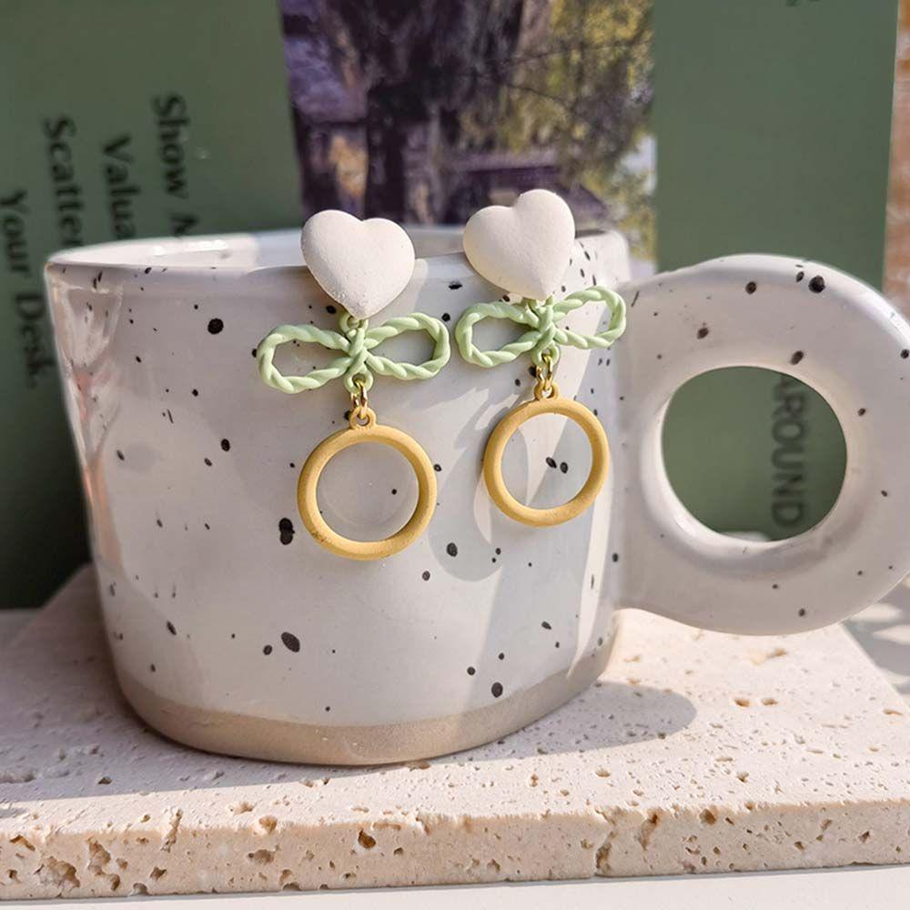 Khuyên Tai Acrylic Hình Tròn Họa Tiết Thỏ / Gấu Khoét Lỗ Thời Trang Dự Tiệc Cho Nữ