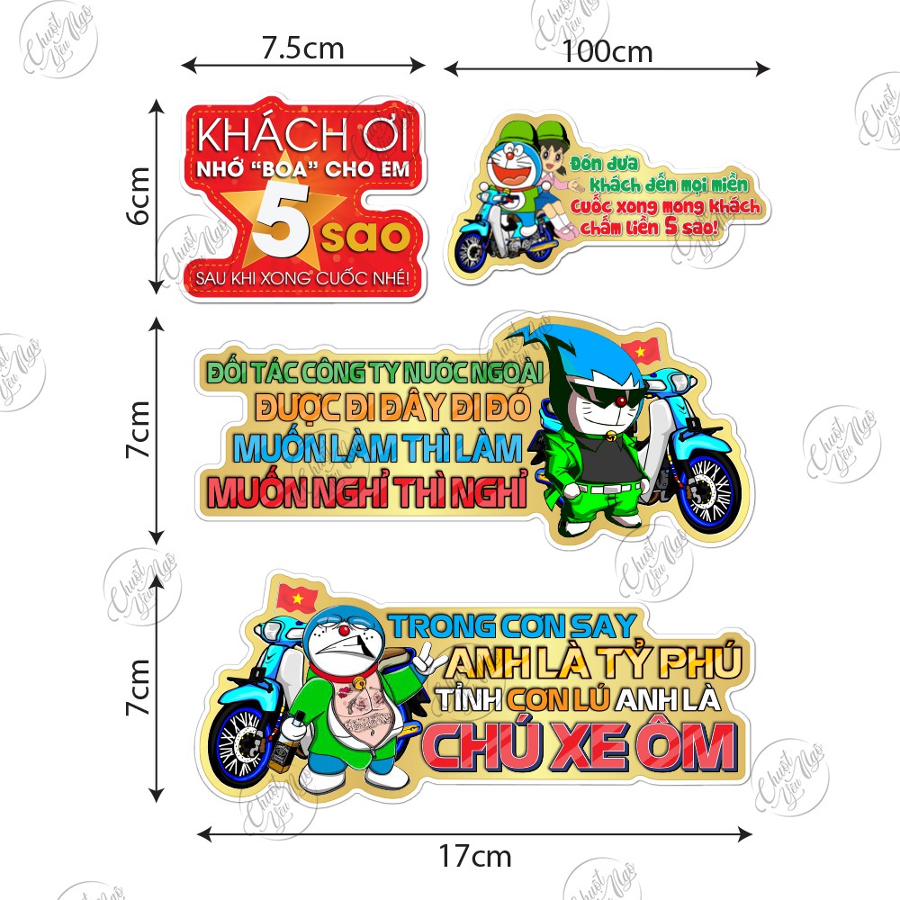 Bộ sticker decal chống nước tem xe tài xế xe công nghệ Grab Gojek đánh giá 5 sao dán trang trí nón bảo hiểm xe máy