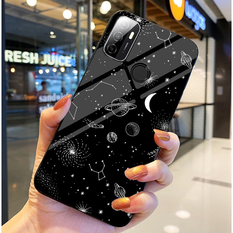 Ốp Lưng OPPO A53 Ốp kính bóng cao cấp Phi Hành Gia