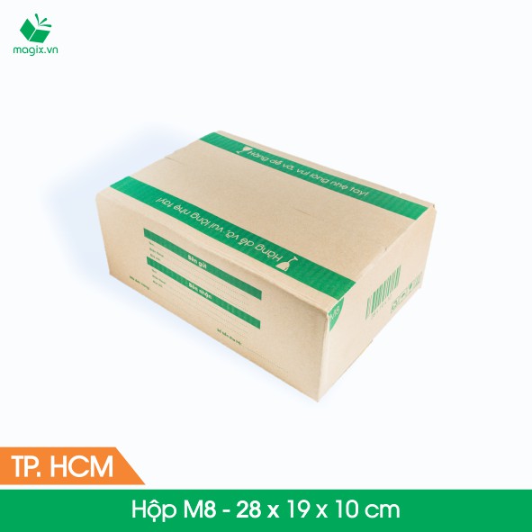 M8 - 28x19x10 cm - 60 Thùng hộp carton + tặng 25 decal HÀNG DỄ VỠ