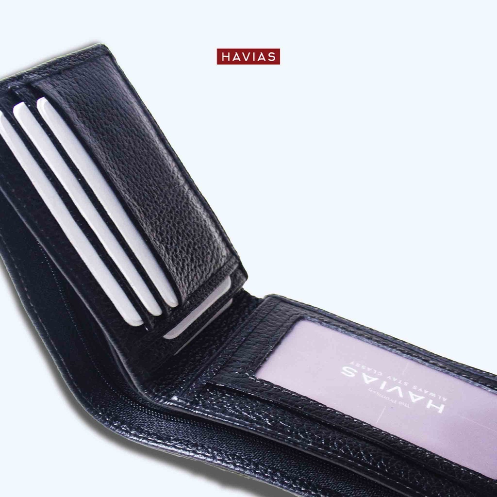 Zica HAVIAS ví ngang ngăn ảnh da bò thật Crossgrain cao cấp