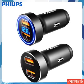 Tẩu sạc xe hơi, ô tô thương hiệu cao cấp Philips DLP3530N Chất liệu: Hợp kim nhôm cao cấp - Bảo hành 12 tháng