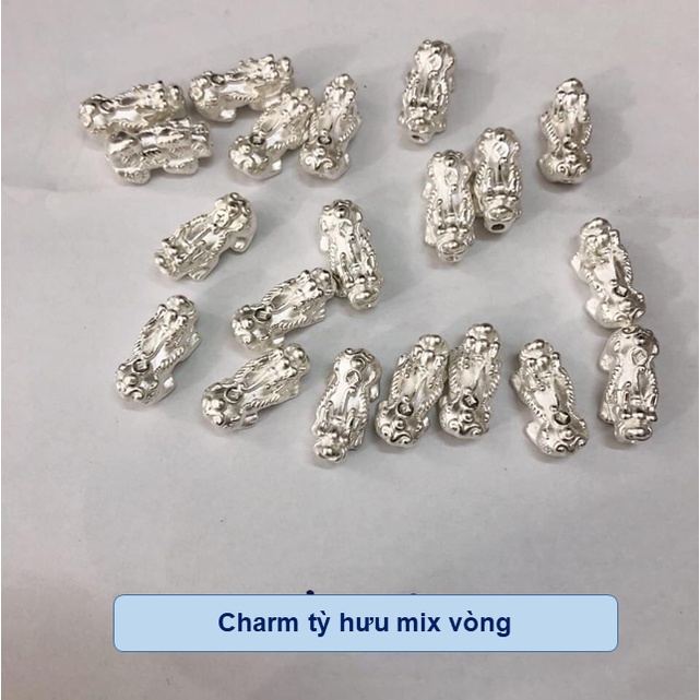 HÀNG CHUẨN Tỳ Hưu Bạc Cao Cấp, Bạc Xi Vàng, Dùng Để Kết Hợp Vòng Đá, Vòng Tết Phong Thủy May Mắn, Tài Lộc ( bán rời)