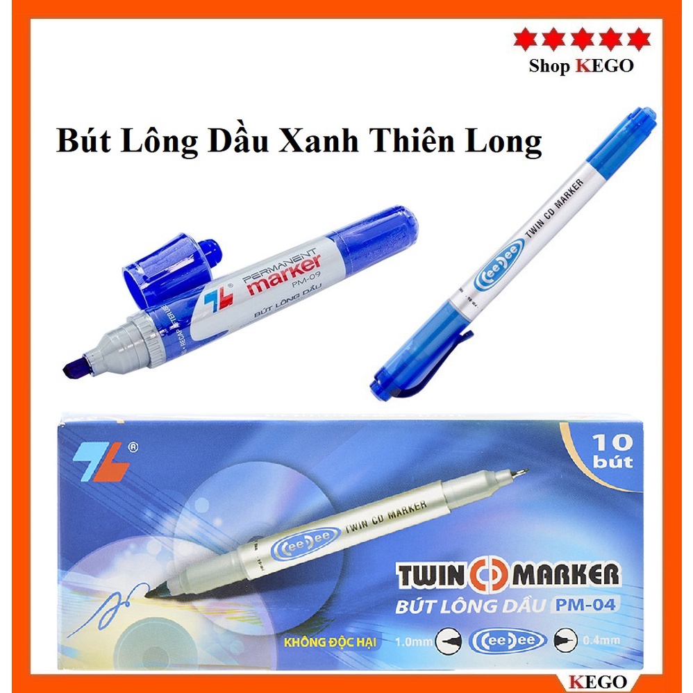 Bút lông dầu Xanh Thiên Long 2 đầu loại to và nhỏ