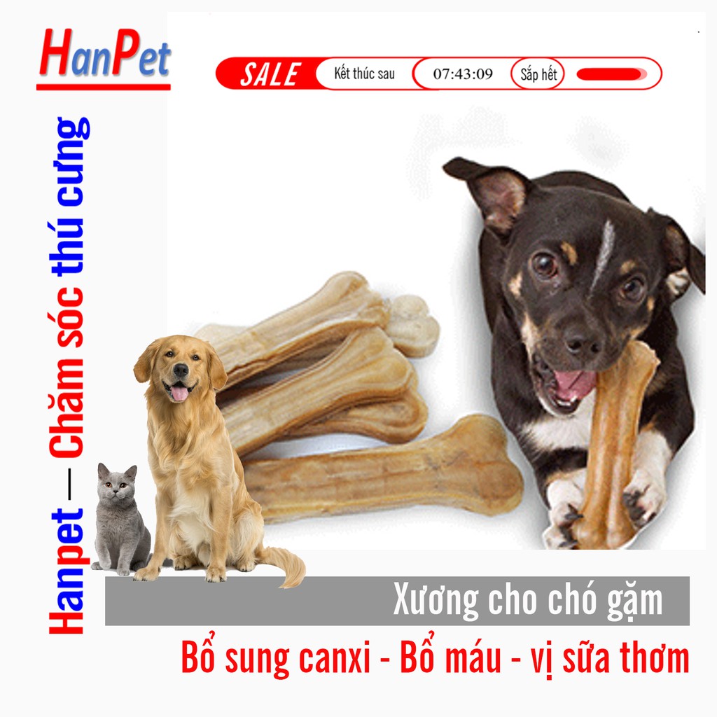 HCM- Xương  da bò cho chó gặm - phù hợp với các loại chó giúp chó đỡ ngứa răng làm sạch răng chó