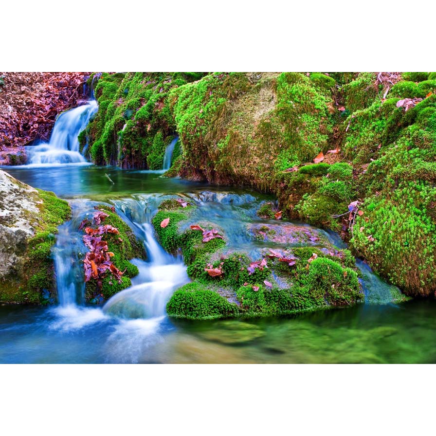 Tranh 3D phong cảnh thác nước chảy, sông suối nên thơ