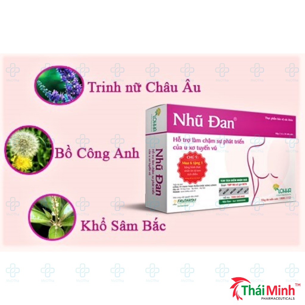 Nhũ Đan - Hỗ trợ và phòng ngừa tái phát u vú lành tính, làm chậm phát triển u xơ tuyến vú (Hộp 20 viên) [Chính hãng]