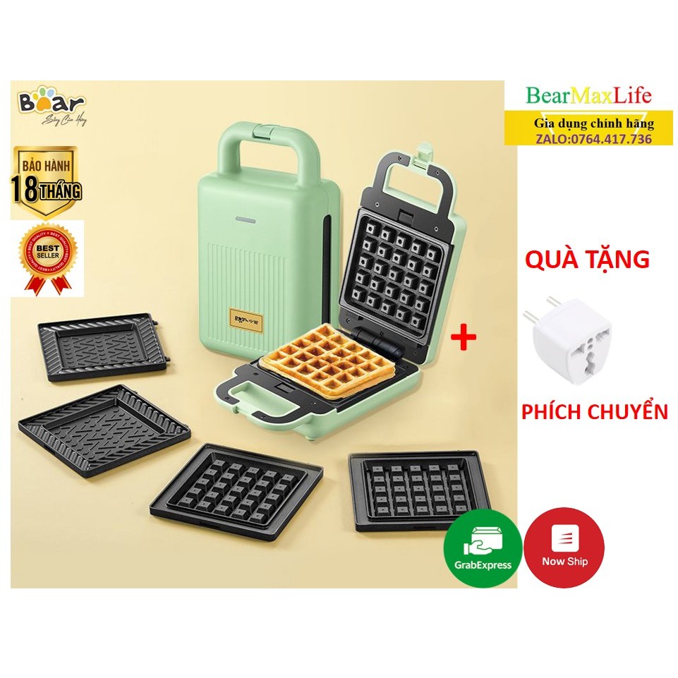 [FreeShip][Ship 2H]Máy Kẹp Nướng Bánh Sandwich/Waffle đa năng Bear DBC-P06N2 (Hàng chính hãng - bảo hành 12 tháng)