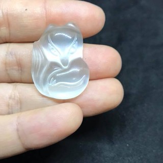Mặt dây chuyền hồ ly đá mắt mèo trắng - tặng kèm dây đeo