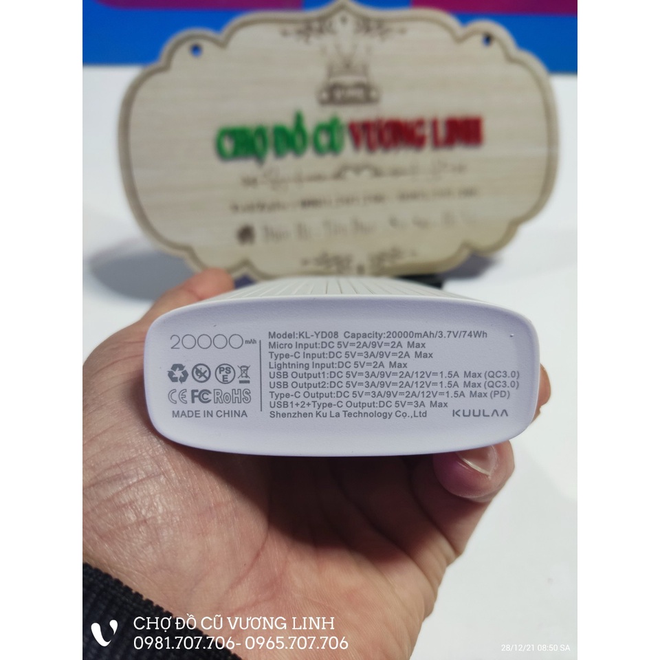 New - Sạc Dự Phòng KUULAA 20000mAh USB 3.0