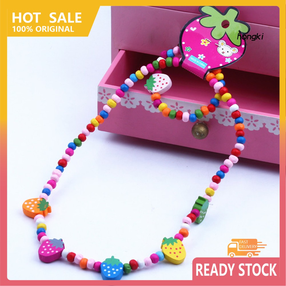 (Hàng Mới Về) Set 2 Chuỗi Hạt Gỗ Đàn Hồi Làm Trang Sức Cho Bé