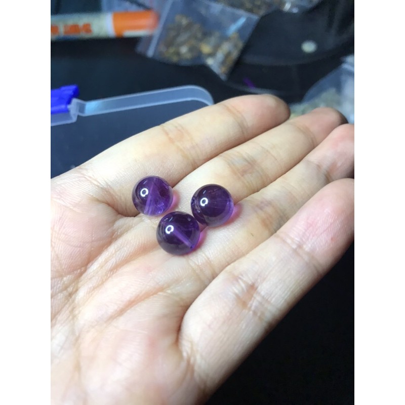 Hạt đá thanh tẩy thach anh tím Amethyst mài tròn lam HandMade , DIY