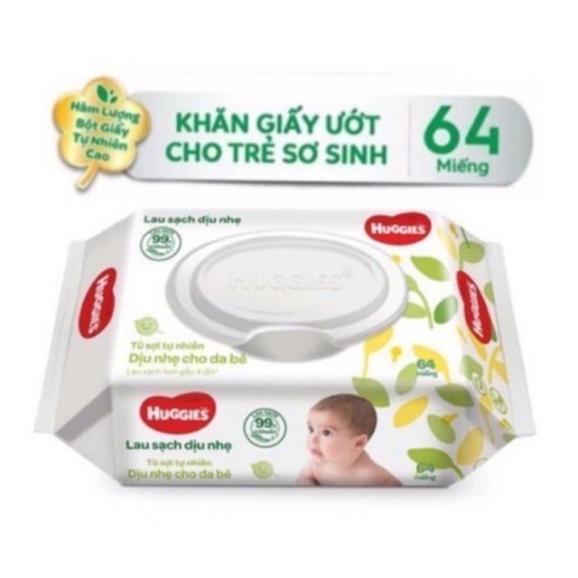 {Khuyến mãi} Khăn ướt HUGGIES sợi tự nhiên 64 tờ