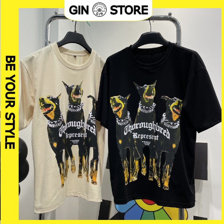 Áo thun tay lỡ Dobermann áo phông nam nữ cotton unisex form rộng local brand full tag - Gin Store