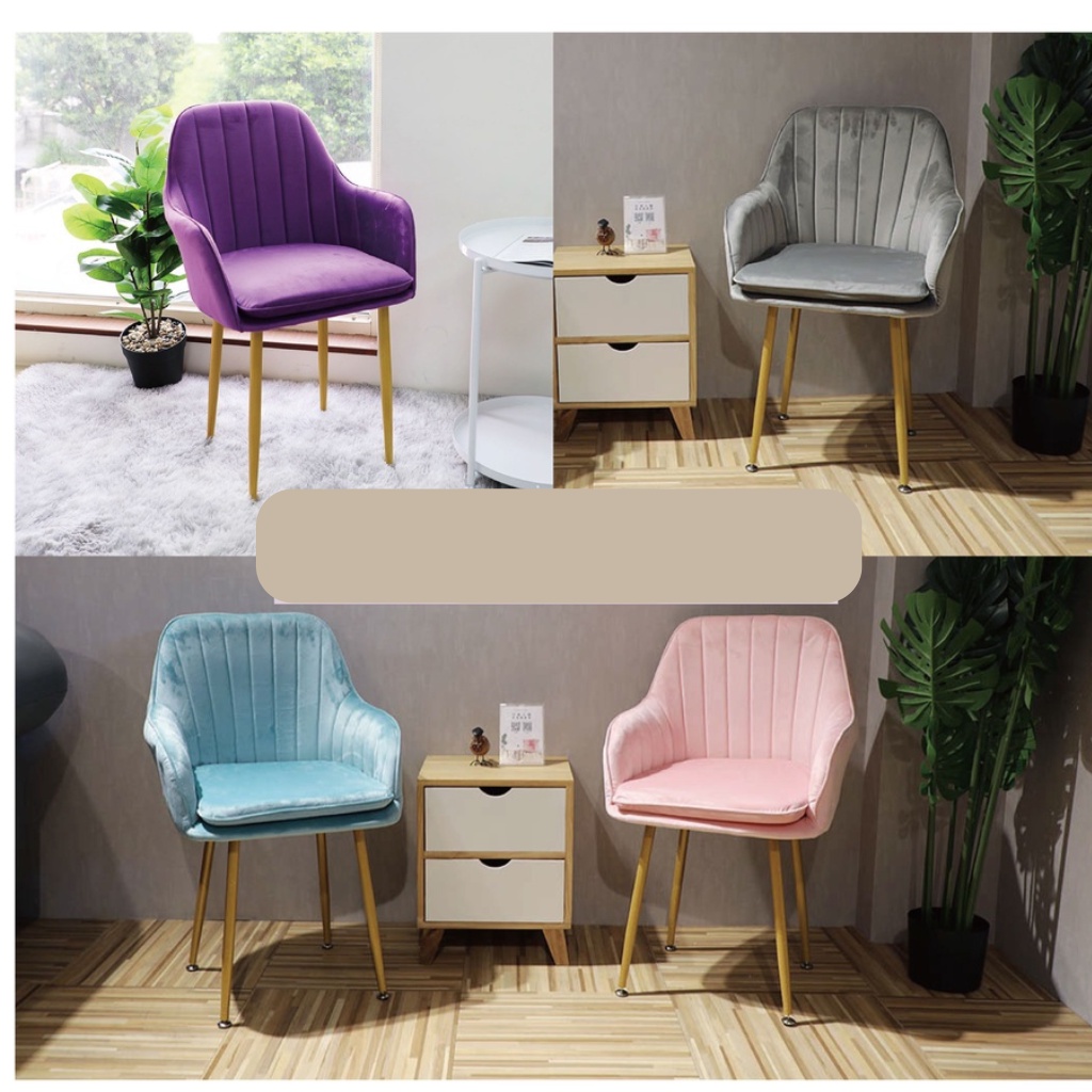 Ghế Trang Điểm makeup Kiểu Dáng Châu Âu, Ghế Làm Nail 4 Chân Hợp Kim Mạ Vàng