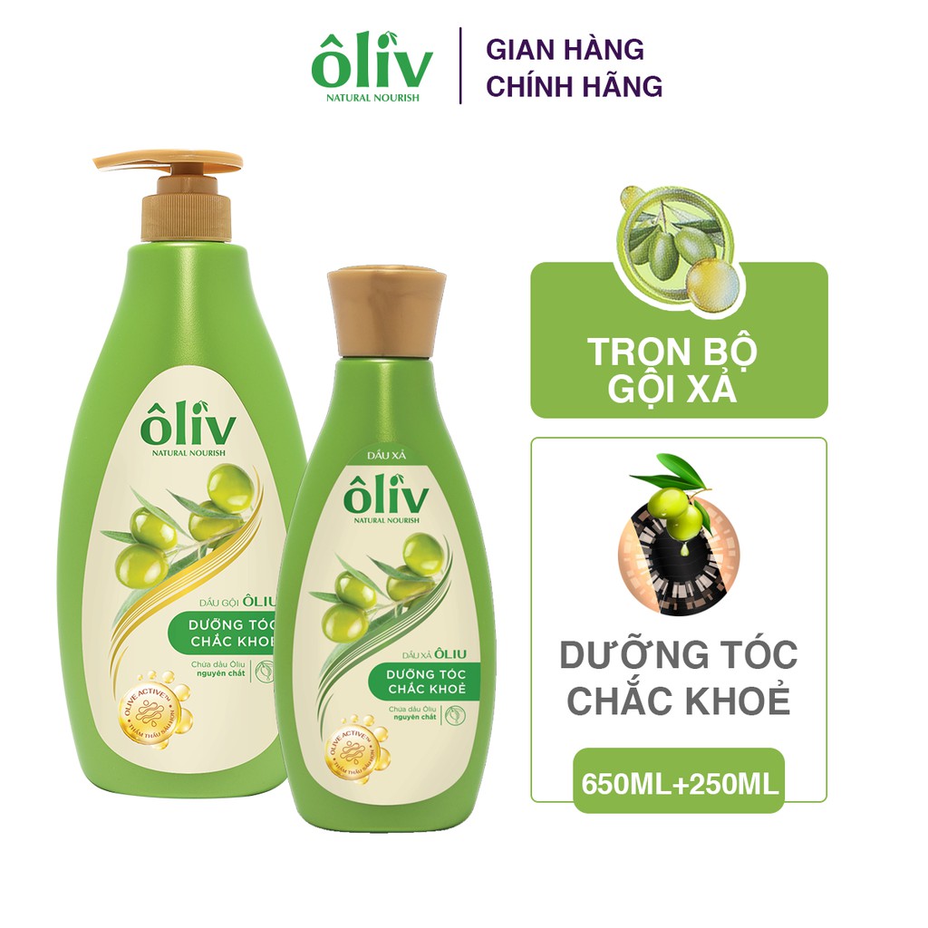 Combo Dầu Gội Ôliv Dưỡng Tóc Chắc khỏe 650ml + Dầu xả Ôliv Dưỡng Tóc Chắc khỏe 250ml