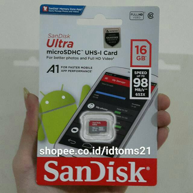 Thẻ Nhớ Sandisk Ultra Microsdhc Uhs-i Class 10 16gb 98mbps