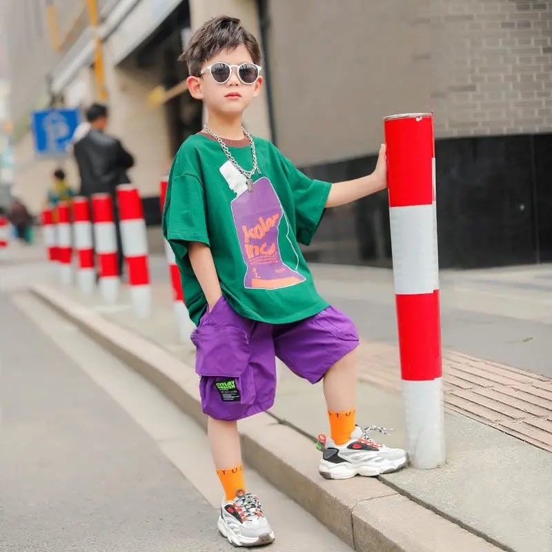 Bộ Áo Thun Tay Ngắn Và Quần Ngắn Thời Trang Mùa Hè Kiểu Mới Dành Cho Bé Trai 2022