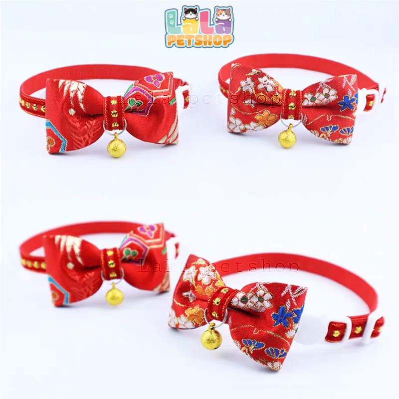 Vòng cổ Tết cho thú cưng, yếm, phụ kiện thiết kế hình Nơ Lục Lạc siêu cute
