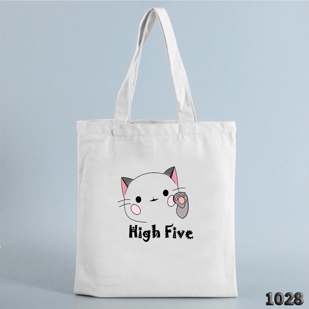 TÚI TOTE TRẮNG CHẤT VẢI CANVAS 508 1029 HIGH FIVE DỄ THƯƠNG HÀNG CHUẨN ĐẸP