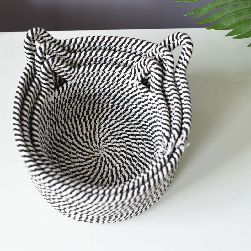 Giỏ Đựng Đồ Bằng Dây Cotton Bện Thủ Công Hình Tai Mèo Dễ Thương Sắp Xếp Gọn Gàng