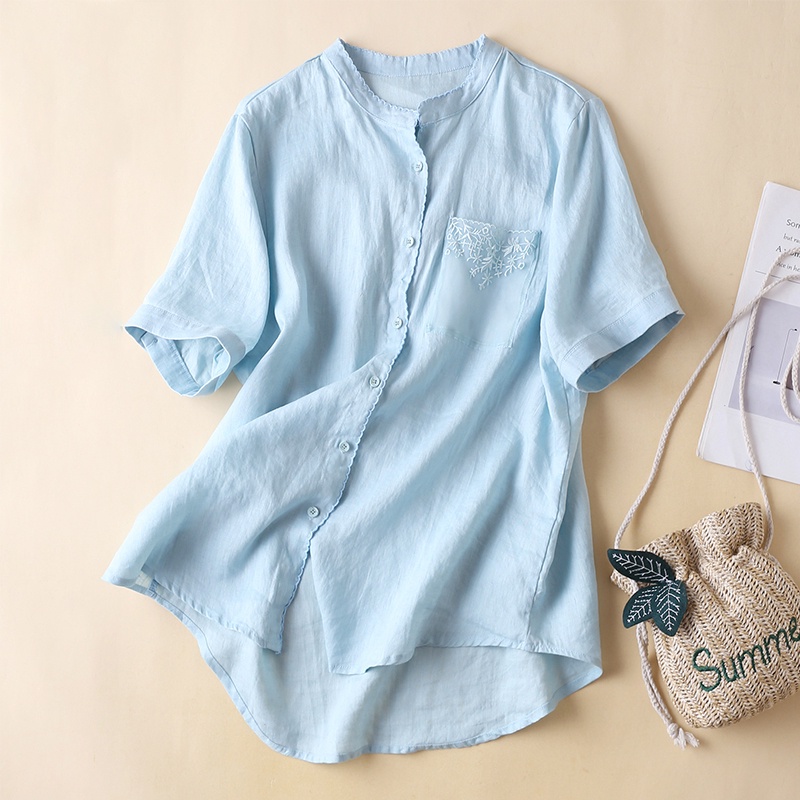 Zanzea Áo Thun Nữ Ngắn Tay Cổ Tròn Cài Nút Đơn Giản Thời Trang
