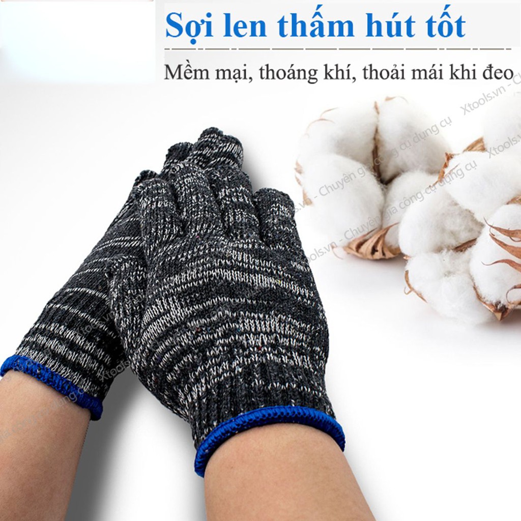 Găng tay bảo hộ sợi len 70g bao tay bảo hộ lao động chống trơn trượt, thao tác linh hoạt, thoáng khí, thấm mồ hôi