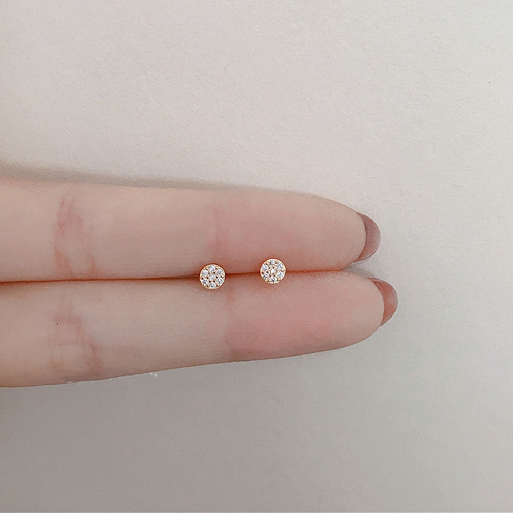 Bông tai mạ bạc 925 đính đá zircon phong cách Hàn Quốc nhiều kiểu tùy chọn