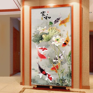 Tranh gắn đá đính kín toàn bộ Cá Chép Quanh Hoa Sen