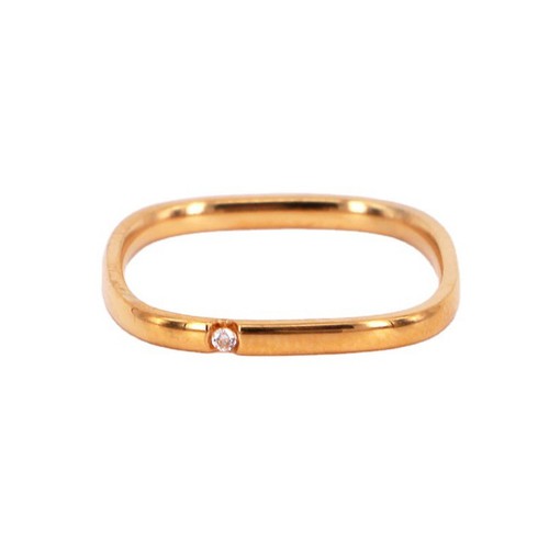 Nhẫn Nữ Bản Vuông Đính 1 Viên Đá Nhân Tạo Titan Ko Đen TT 3531