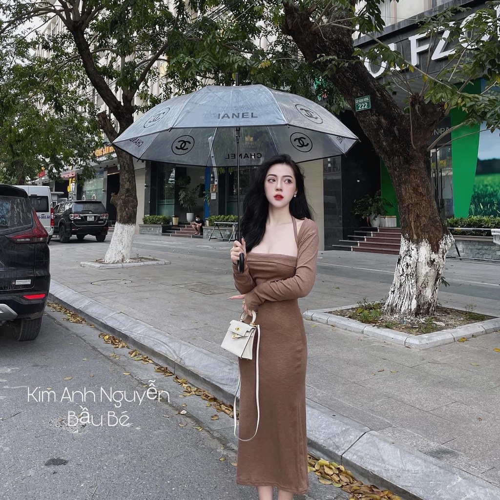 Đầm Body Cổ Vuông Dây Cổ Tay Dài Chất Thun Gân Thích Hợp Mặc Đi Tiệc Đi Làm Đi Chơi Phù Hợp Với Mọi Phong Cách