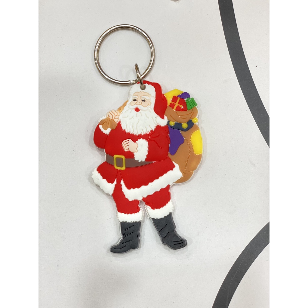 Móc khóa dẻo hình ông già Noel hoạt hình dễ thương, Móc khóa silicon mềm mại