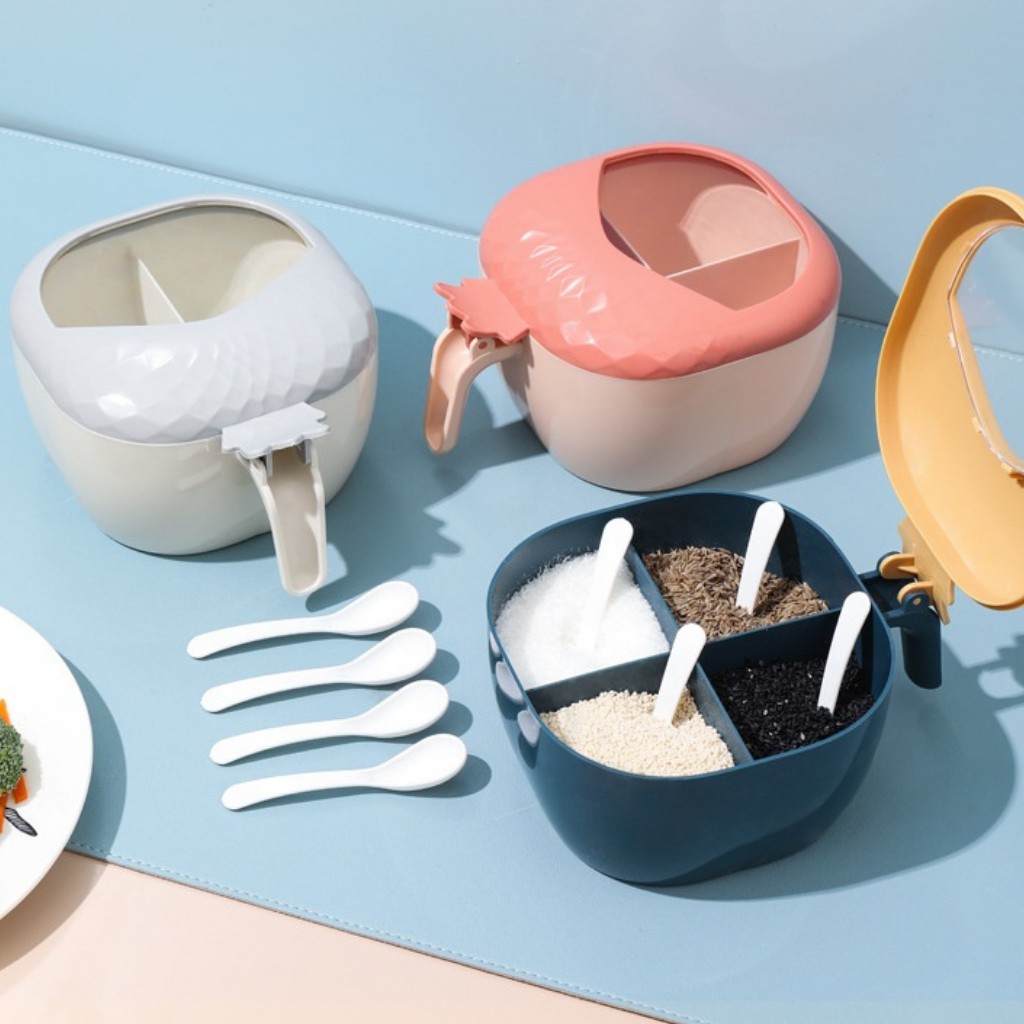 {HÀNG MỚI VỀ}❤️Hộp nhựa đựng gia vị 4 ngăn hình trái thơm siêu cute cao cấp tiện ích đồ dùng nhà bếp❤️