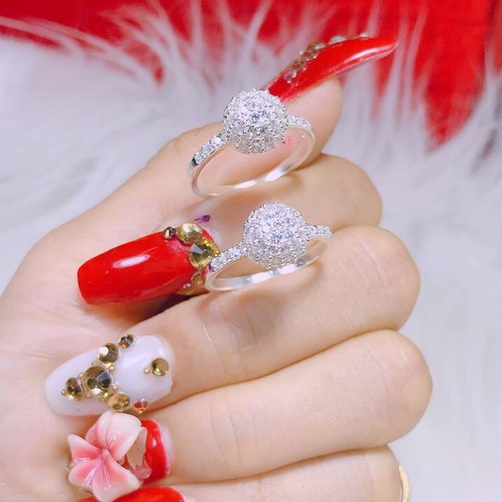 Nhẫn bạc nữ hình quả cầu 8ly gắn đá nhỏ ảnh chụp thật kèm video - Bạc Bibi