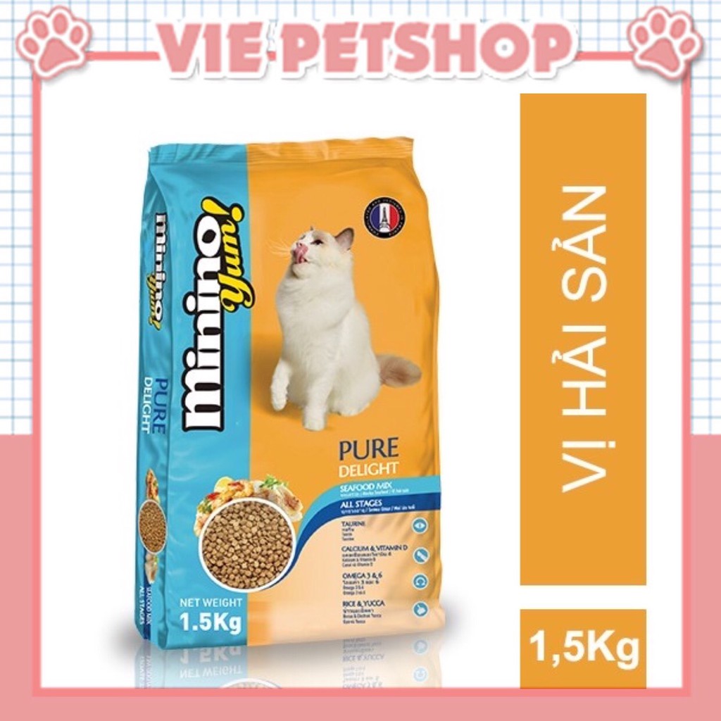 Thức Ăn Cho Mèo Minino Yum vị Hải Sản gói 1.5Kg | Vie PETSHOP
