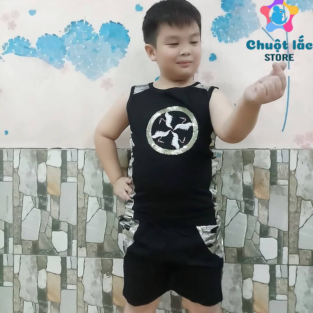 Bộ quần áo bé trai, bộ bé trai thun cotton 4 chiều hình thêu sắc sảo cho bé từ 5 tuổi đến 9 tuổi cân nặng16kg đến 35kg