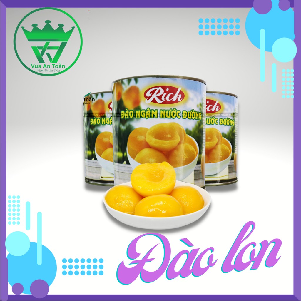 Đào Lon Ngâm Đường Rich Giòn Ngon Pha Trà Đào Chuẩn Vị 825Gr