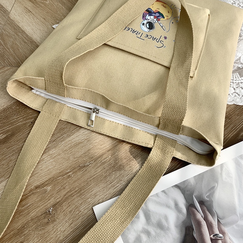 Túi Xách Canvas Sức Chứa Lớn Phong Cách Preppy Dễ Thương TTF260