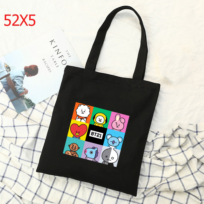 Túi tote vải đựng vật dụng hình BT21 xinh xắn tiện dụng