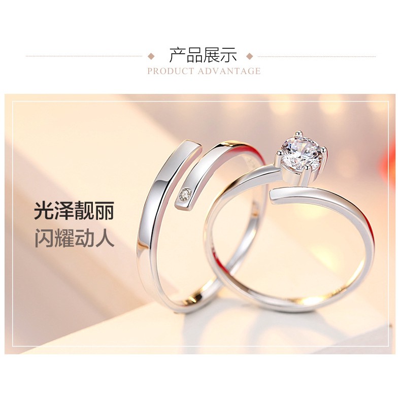 Nhẫn Mạ Bạc 925 Thiết Kế Dạng Hở Đơn Giản Cho Nam Và Nữ