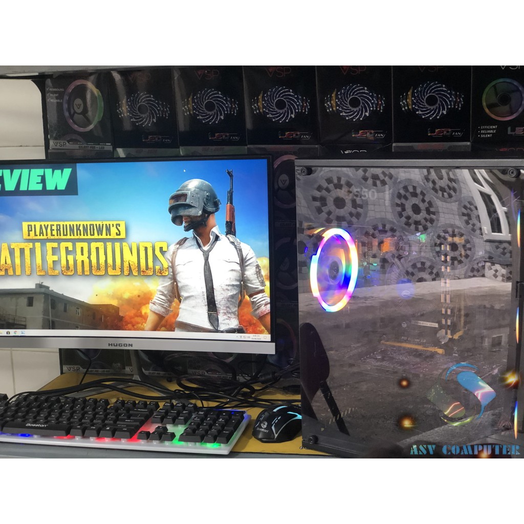 Máy tính chơi game LMHT, FIFA4, GTA5, PUBG tốc độ RAM 8G VGA RX 560 4G + màn hình cong 24in full HD nguyên bộ | BigBuy360 - bigbuy360.vn