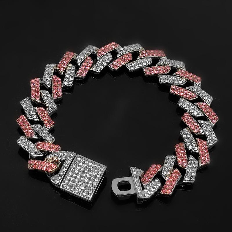 Vòng Tay / Vòng cổ Đính Đá Kim Cương Lấp Lánh Rộng 14mm Phong Cách Hip Hop Cho Nam Và Nữ