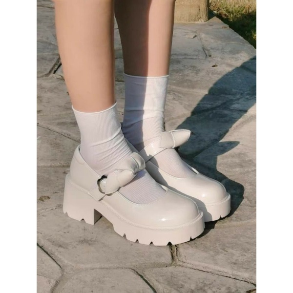 Bowie Platform Mary Jane - Giày da bò nữ  - Giày Mary Jane đế xuồng có nơ